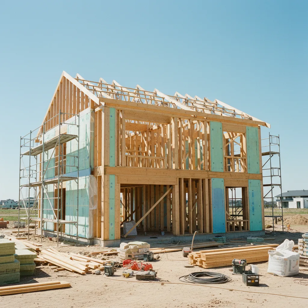 Maison moderne basse consommation en Hidea Construction, chantier immobilier